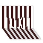 Vertical Stripes - White and Dark Sienna Brown I Love You 3D Greeting Card (7x5)