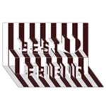 Vertical Stripes - White and Dark Sienna Brown Best Friends 3D Greeting Card (8x4)