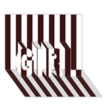 Vertical Stripes - White and Dark Sienna Brown GIRL 3D Greeting Card (7x5)