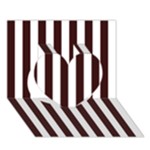 Vertical Stripes - White and Dark Sienna Brown Heart 3D Greeting Card (7x5)