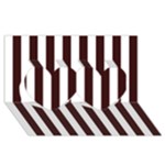 Vertical Stripes - White and Dark Sienna Brown Twin Hearts 3D Greeting Card (8x4)