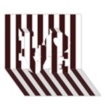 Vertical Stripes - White and Dark Sienna Brown LOVE 3D Greeting Card (7x5)