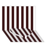Vertical Stripes - White and Dark Sienna Brown Heart Bottom 3D Greeting Card (7x5)