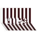 Vertical Stripes - White and Dark Sienna Brown HUGS 3D Greeting Card (8x4)