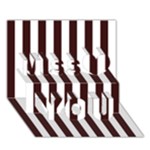 Vertical Stripes - White and Dark Sienna Brown Miss You 3D Greeting Card (7x5)