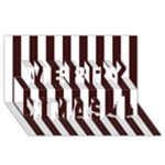 Vertical Stripes - White and Dark Sienna Brown Merry Xmas 3D Greeting Card (8x4)