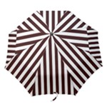 Vertical Stripes - White and Dark Sienna Brown Folding Umbrella
