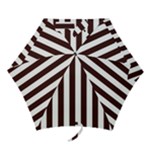 Vertical Stripes - White and Dark Sienna Brown Mini Umbrella