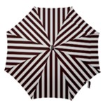 Vertical Stripes - White and Dark Sienna Brown Hook Handle Umbrella (Large)