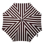 Vertical Stripes - White and Dark Sienna Brown Hook Handle Umbrella (Small)
