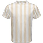 Vertical Stripes - White and Champagne Orange Men s Cotton Tee