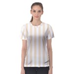 Vertical Stripes - White and Champagne Orange Women s Sport Mesh Tee