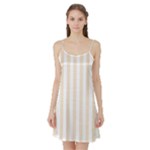 Vertical Stripes - White and Champagne Orange Satin Night Slip