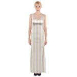 Vertical Stripes - White and Champagne Orange Maxi Thigh Split Dress