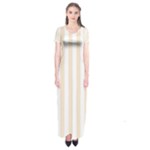 Vertical Stripes - White and Champagne Orange Short Sleeve Maxi Dress
