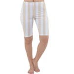 Vertical Stripes - White and Champagne Orange Cropped Leggings