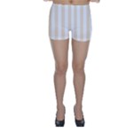 Vertical Stripes - White and Champagne Orange Skinny Shorts
