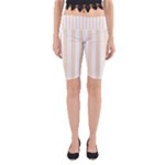 Vertical Stripes - White and Champagne Orange Yoga Cropped Leggings
