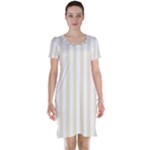 Vertical Stripes - White and Champagne Orange Short Sleeve Nightdress