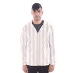 Vertical Stripes - White and Champagne Orange Hooded Wind Breaker (Men)