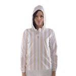 Vertical Stripes - White and Champagne Orange Hooded Wind Breaker (Women)