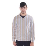 Vertical Stripes - White and Champagne Orange Wind Breaker (Men)