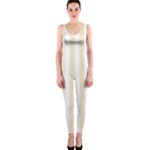 Vertical Stripes - White and Champagne Orange OnePiece Catsuit