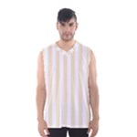 Vertical Stripes - White and Champagne Orange Men s Basketball Tank Top