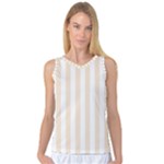 Vertical Stripes - White and Champagne Orange Women s Basketball Tank Top