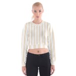 Vertical Stripes - White and Champagne Orange Women s Cropped Sweatshirt