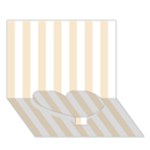 Vertical Stripes - White and Champagne Orange Heart Bottom 3D Greeting Card (7x5)