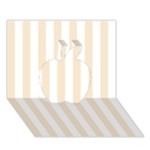 Vertical Stripes - White and Champagne Orange Apple 3D Greeting Card (7x5)