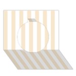 Vertical Stripes - White and Champagne Orange Circle 3D Greeting Card (7x5)
