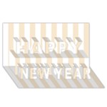 Vertical Stripes - White and Champagne Orange Happy New Year 3D Greeting Card (8x4)