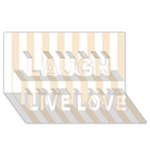Vertical Stripes - White and Champagne Orange Laugh Live Love 3D Greeting Card (8x4)