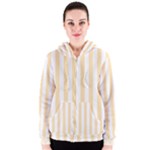 Vertical Stripes - White and Peach Orange Women s Zipper Hoodie