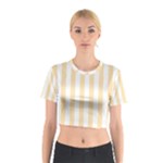 Vertical Stripes - White and Peach Orange Cotton Crop Top