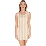 Vertical Stripes - White and Peach Orange Bodycon Dress