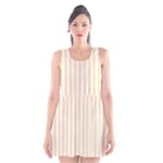 Vertical Stripes - White and Peach Orange Scoop Neck Skater Dress
