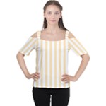 Vertical Stripes - White and Peach Orange Women s Cutout Shoulder Tee