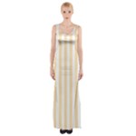 Vertical Stripes - White and Peach Orange Maxi Thigh Split Dress