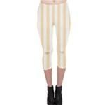 Vertical Stripes - White and Peach Orange Capri Leggings