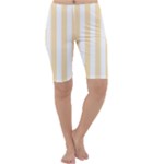 Vertical Stripes - White and Peach Orange Cropped Leggings