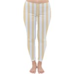 Vertical Stripes - White and Peach Orange Winter Leggings
