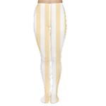 Vertical Stripes - White and Peach Orange Women s Tights