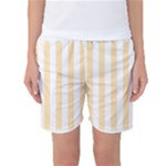 Vertical Stripes - White and Peach Orange Women s Basketball Shorts