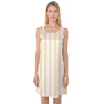 Vertical Stripes - White and Peach Orange Sleeveless Satin Nightdress