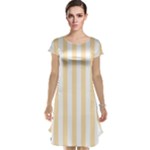 Vertical Stripes - White and Peach Orange Cap Sleeve Nightdress
