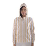 Vertical Stripes - White and Peach Orange Hooded Wind Breaker (Women)