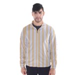 Vertical Stripes - White and Peach Orange Wind Breaker (Men)